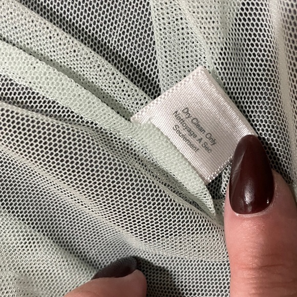 Light Mint Mini Dress/Babydoll with Floral Trim - Picture 6 of 7